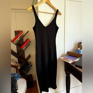Zara Black Ribbed Midi Dress